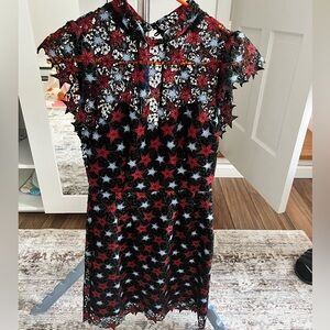 Sandro Black and Red Lace Dress